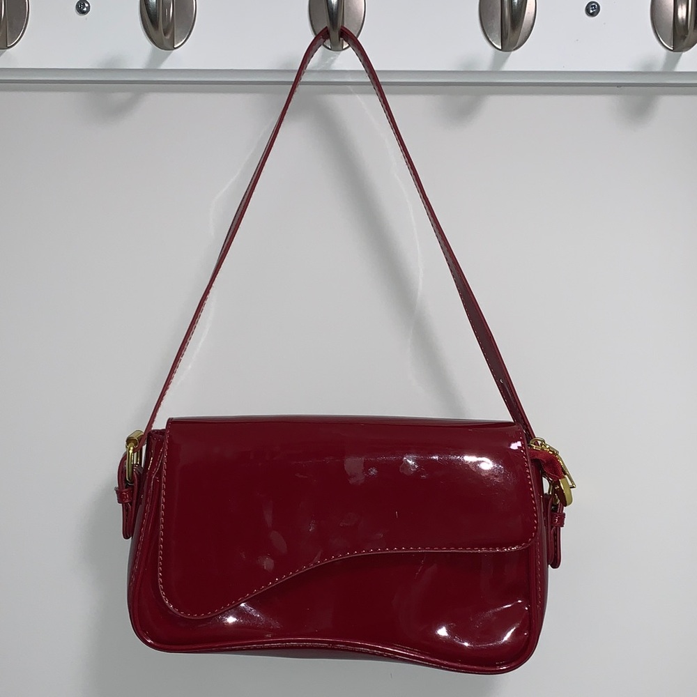 Luxury Inspired-Red Patent Shoulder/Crossbody Bag - Elegant Women's Handbag